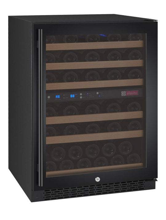 Allavino 24" Wide FlexCount II Tru-Vino 56 Bottle Dual Zone Black Right Hinge Wine Refrigerator - VSWR56-2BR20