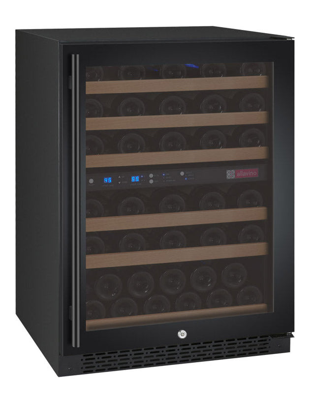 Allavino 24" Wide FlexCount II Tru-Vino 56 Bottle Dual Zone Black Right Hinge Wine Refrigerator - VSWR56-2BR20